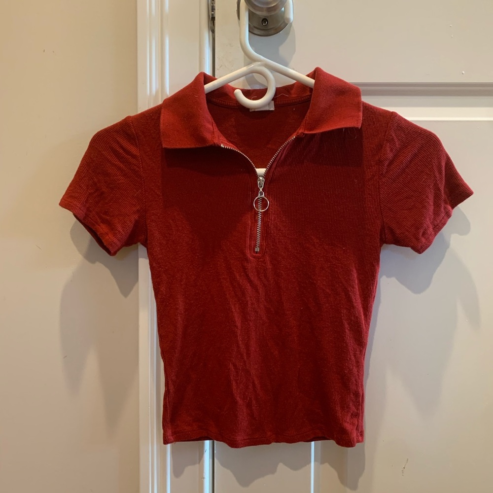Ribbed 1/4 Zip T-Shirt